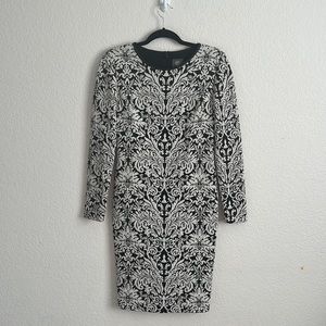 Vince Camuto Dark Gray & White Long Sleeve Dress